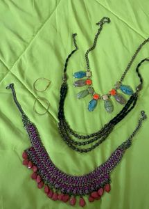 Boho Charm Necklace Set with Earrings