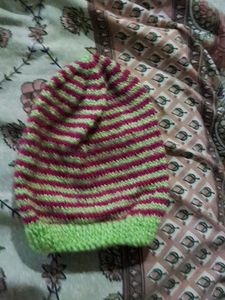 Handmade Striped Knit Beanie Hat