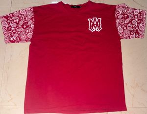 Red Paisley Sleeve T-Shirt
