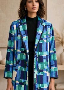 Vibrant Abstract Print Blazer Jacket