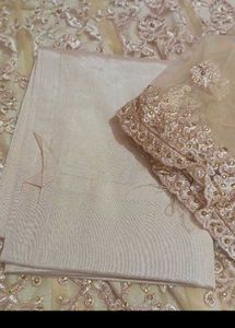 unstitched Elegant Golden Anarkali Suit