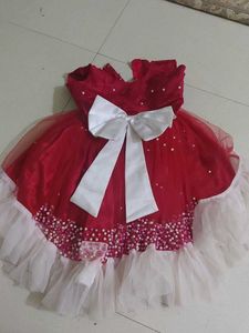 Red Party Dress with White Bow