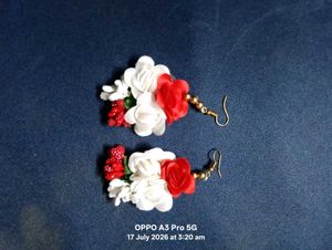 Red &amp; White Floral Jewellery Set