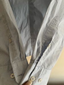 H&amp;M Light Blue Striped Button-Up Shirt