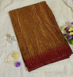 Elegant Ombre Brown &amp; Burgundy shimmery saree