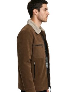 Unisex Brown Suede Fur Collar Jacket For Girls &amp; B