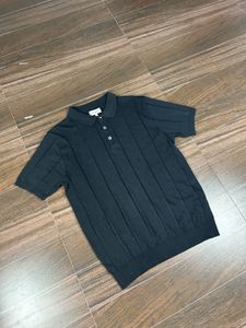 Classic Black Knit Polo Shirt