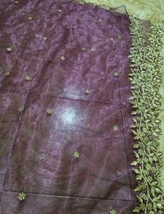 Designer Embroidered Purple dupatta