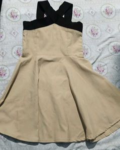 Tan Fit & Flare Dress