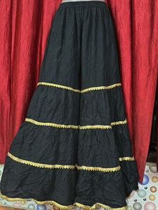 Black Tiered palazzo with Golden Trim