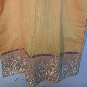 Yellow Kurti with Embroidered Border