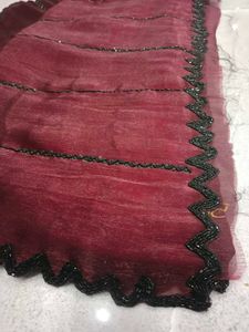 Elegant Maroon Saree with Black  hand work