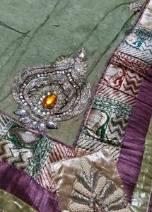 Elegant Green Saree with Embellishment