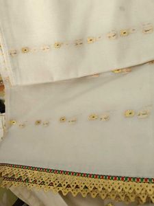 Elegant White &amp; Gold Polka Dot Sheer lehenga choli