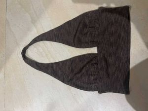 H&amp;M Brown Textured Halter Neck Top