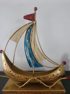 Decorative Metallic Sailboat Showpiece