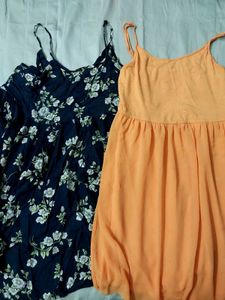 combo Floral &amp; Orange Tank Dresses