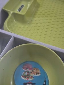 Green Serving Bowl Set with Platter