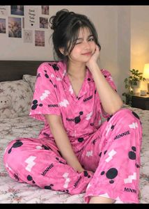 Cute Pink Minnie Mouse nighty, size-(L)