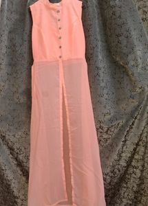 Peach Frontslit Dress