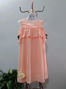 Chic Peach Ruffle Cold Shoulder Dress