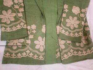 Embroidered Green Western Wear Dress