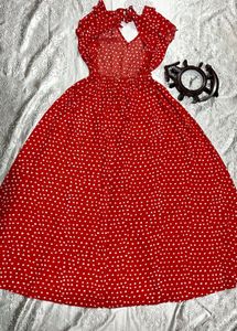 Red Polka Dot Maxi Dress 🌹