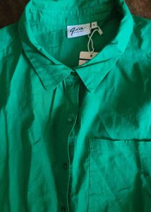 Gia Bright Green Button-Up Shirt
