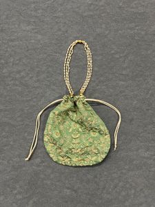 Green Embroidered Potli Bag with Pearl Handle