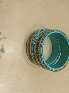 Boho Chic Teal Beaded Bangles