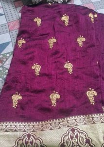 Elegant Embroidered Purple Saree