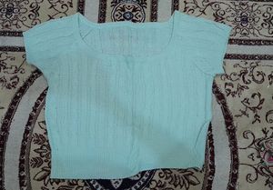 Winter Korean Crochet Regular  Round Neck Short Top