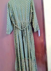 Green Polka Dot Flared Dress