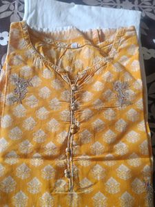 Stylish Yellow Kurta Set with White Pants