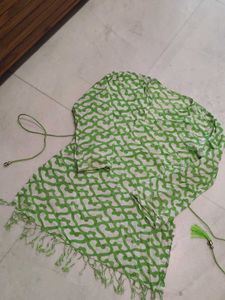 Chic Green & White Printed kurta