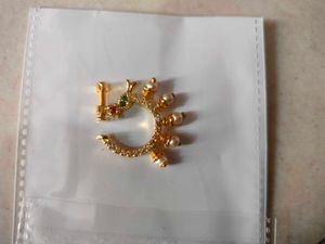 Gold-toned &amp; Pearl Nose Ring