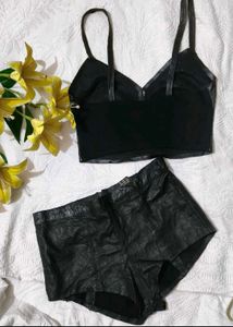 Zara Leather Crop Top with shorts 👍