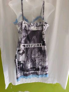 Shein Black and White Graphic Print Mini Dress