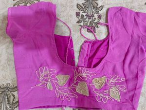 Pink Embroidered Saree