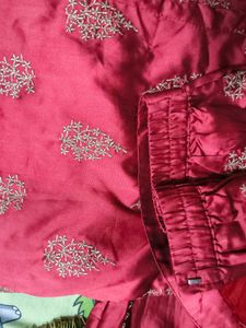 Elegant Maroon kurti with plazzo  Gold Embro