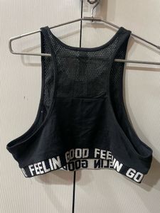 black mesh sports crop top