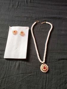 Pearl Necklace and Earring Set