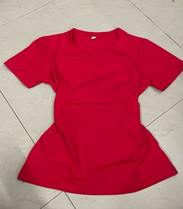 Fitted Vibrant Red Basic T-Shirt