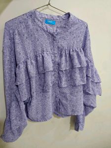 Lavender Floral Ruffle Blouse