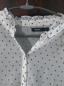 Today's offer--Sheer White Polka Dot top