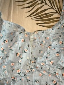 Cute Floral Print Puff Sleeve Top