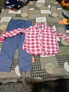 Red Plaid Shirt &amp; Blue Pants Set