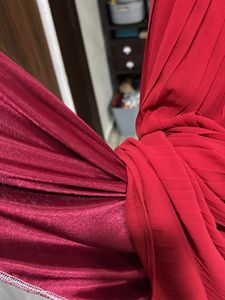 Vibrant Red Pleated Maxi Skirt