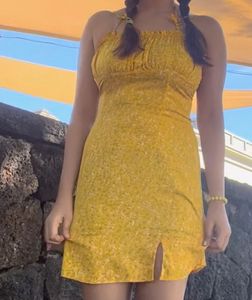 Cute Yellow Floral Mini Dress