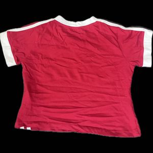 Streetwear Red V-Neck Cropped T-Shirt